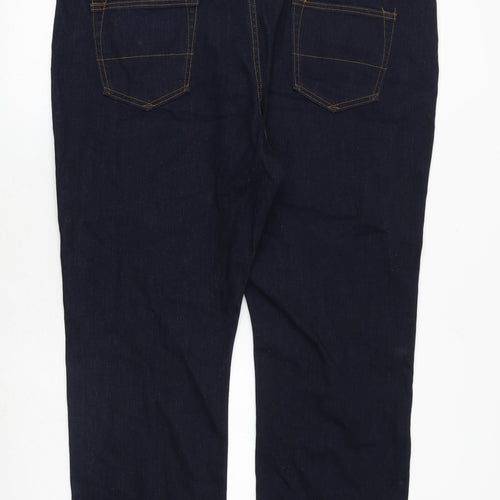Marks and Spencer Mens Blue Cotton Straight Jeans Size 46 in Regular Zip