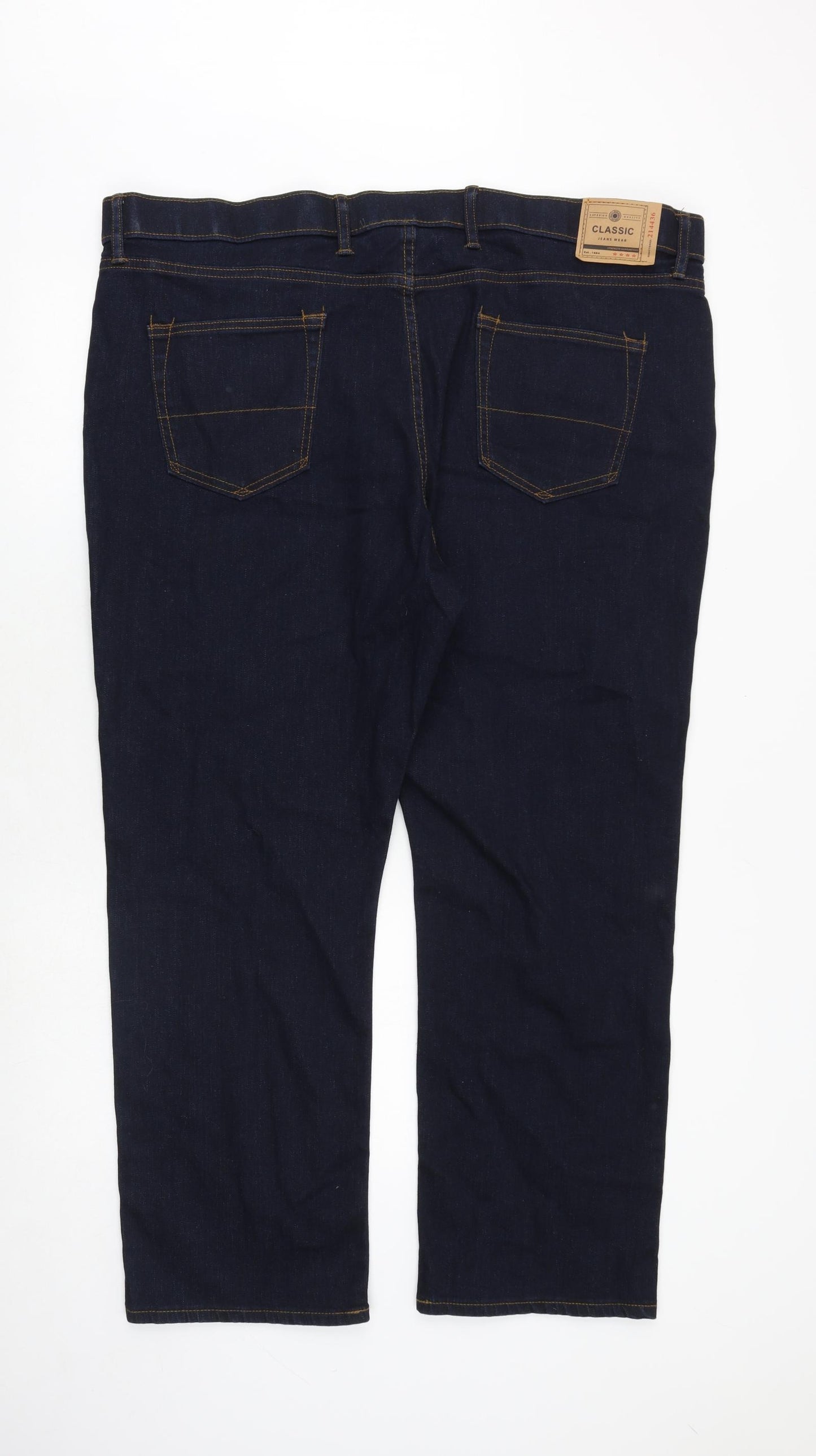 Marks and Spencer Mens Blue Cotton Straight Jeans Size 46 in Regular Zip