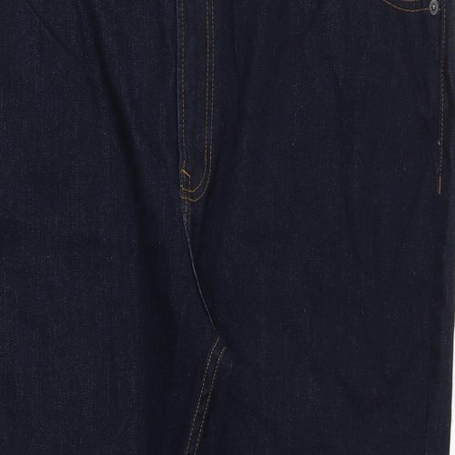 Marks and Spencer Mens Blue Cotton Straight Jeans Size 46 in Regular Zip