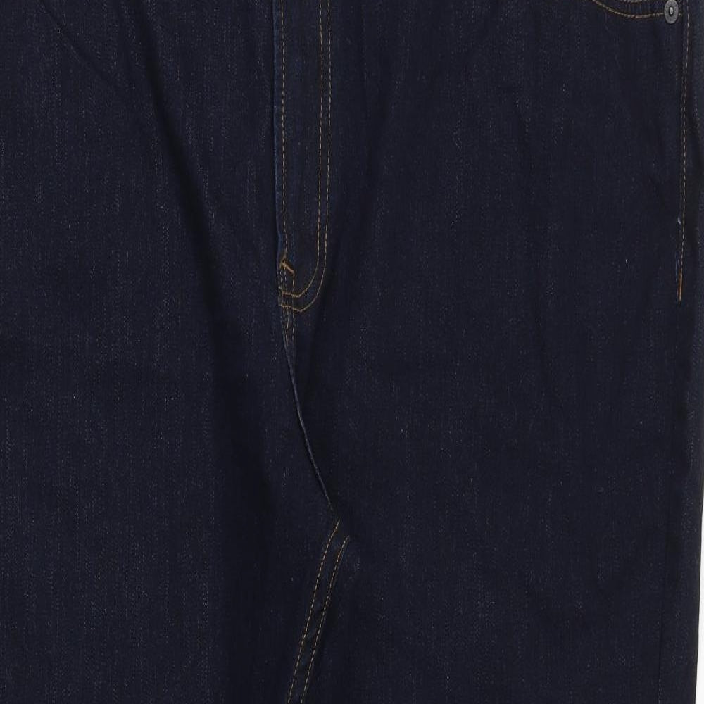 Marks and Spencer Mens Blue Cotton Straight Jeans Size 46 in Regular Zip