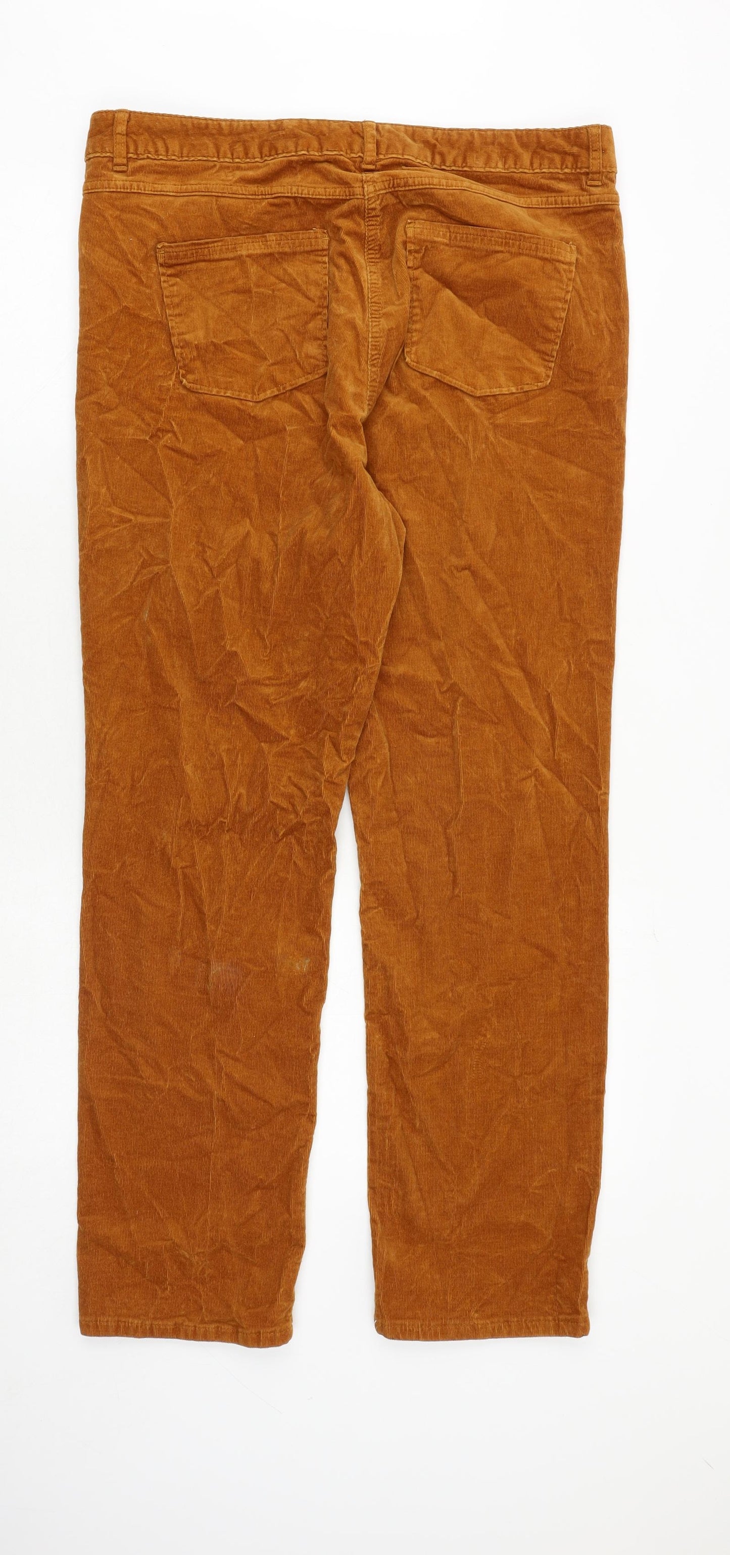 Marks and Spencer Womens Orange Cotton Trousers Size 16 Regular Zip