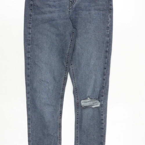 Topshop Womens Blue Cotton Skinny Jeans Size 26 in Regular Zip