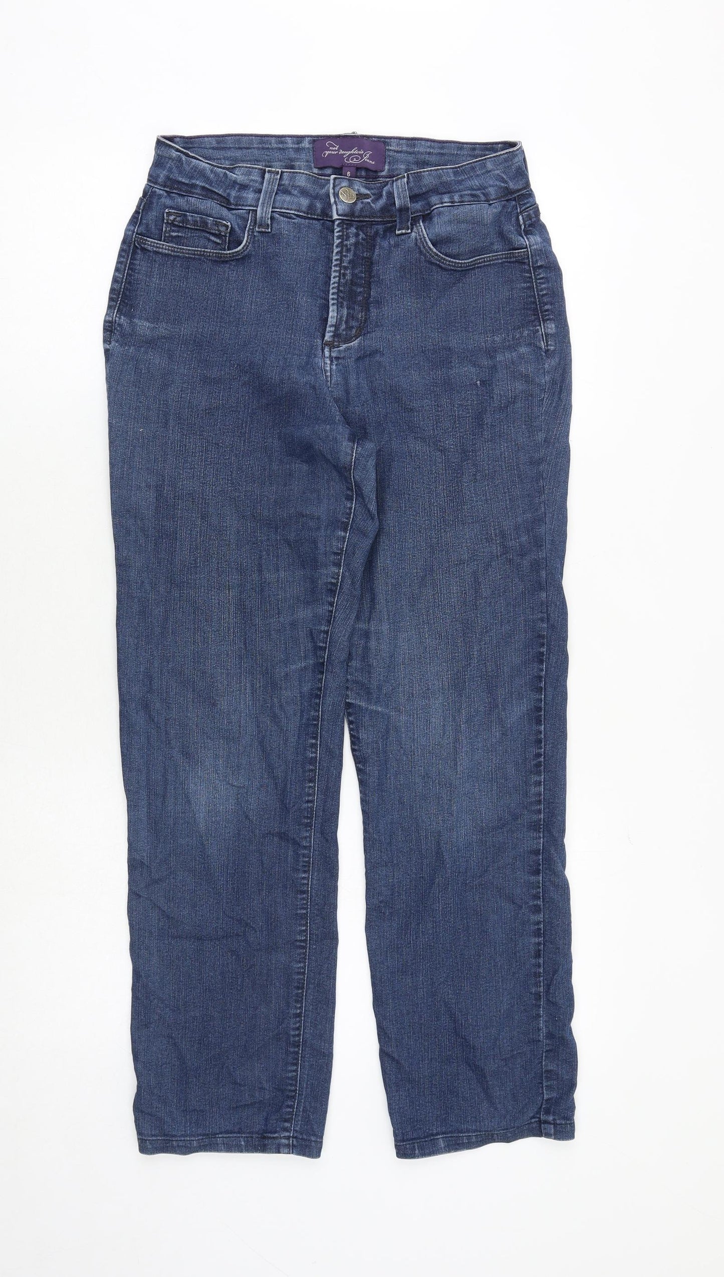 Not Your Daughters Jeans Womens Blue Cotton Straight Jeans Size 6 Regular Zip