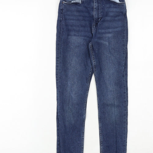 H&M Boys Blue Cotton Skinny Jeans Size 9-10 Years Regular Zip