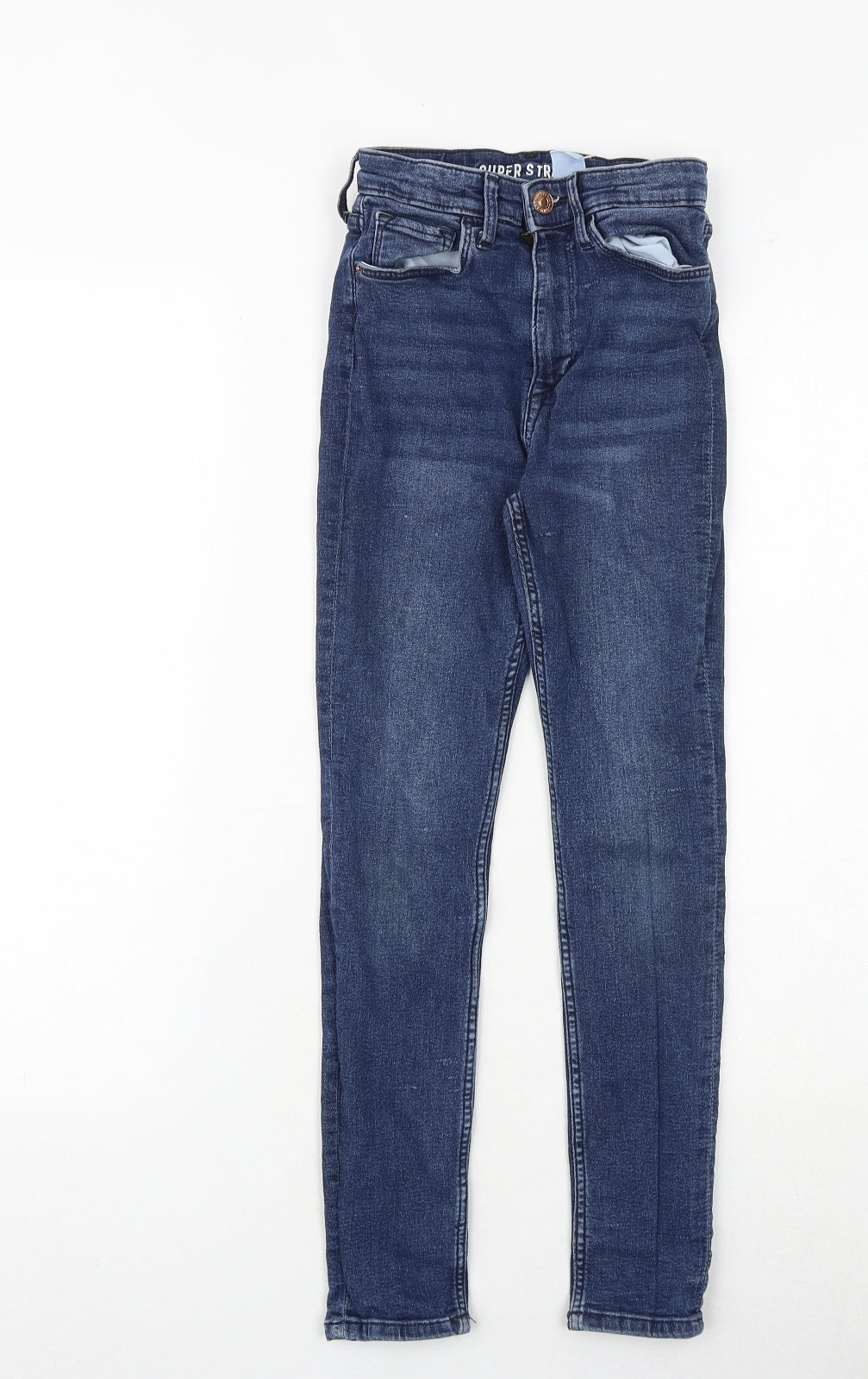 H&M Boys Blue Cotton Skinny Jeans Size 9-10 Years Regular Zip