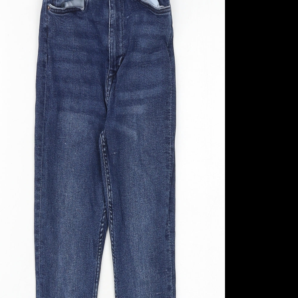 H&M Boys Blue Cotton Skinny Jeans Size 9-10 Years Regular Zip