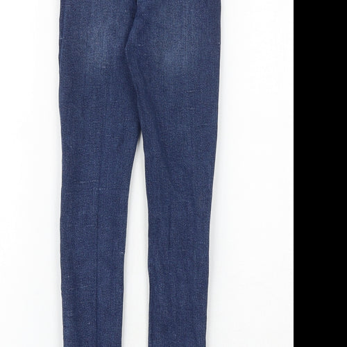 H&M Boys Blue Cotton Skinny Jeans Size 9-10 Years Regular Zip