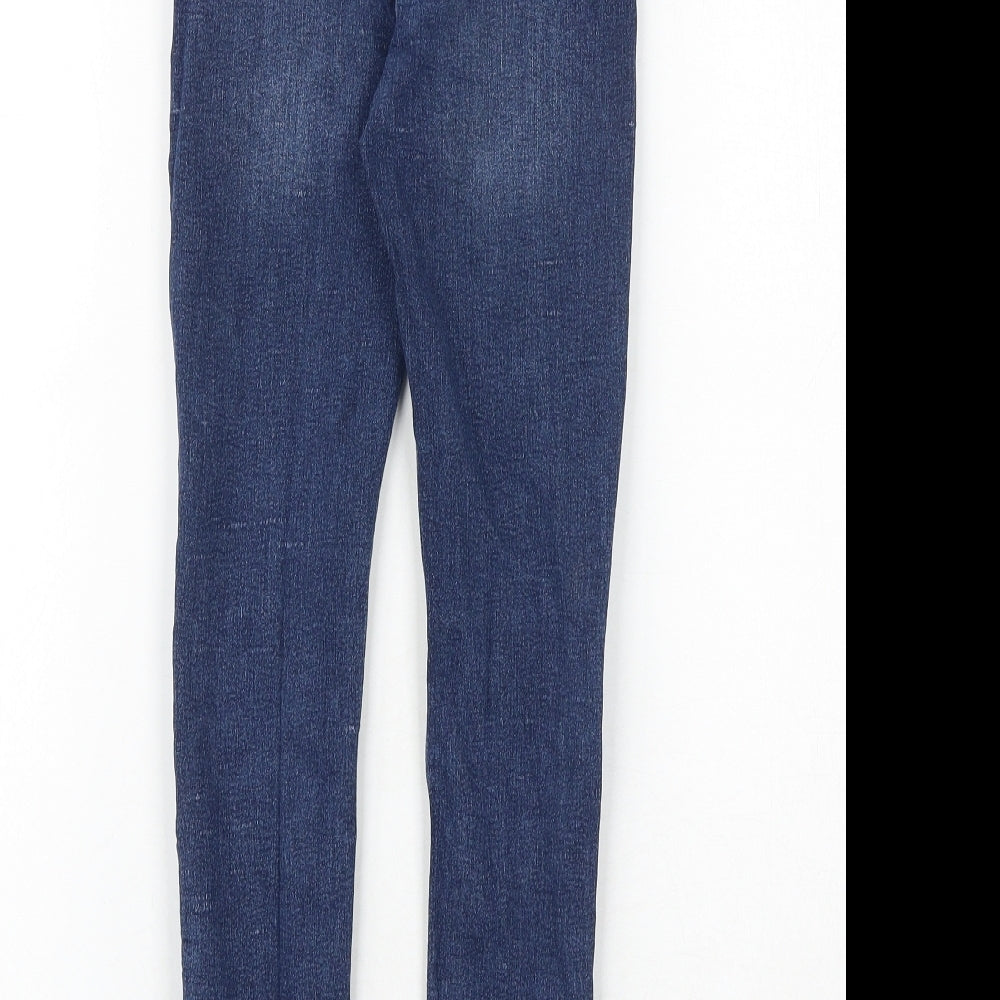 H&M Boys Blue Cotton Skinny Jeans Size 9-10 Years Regular Zip