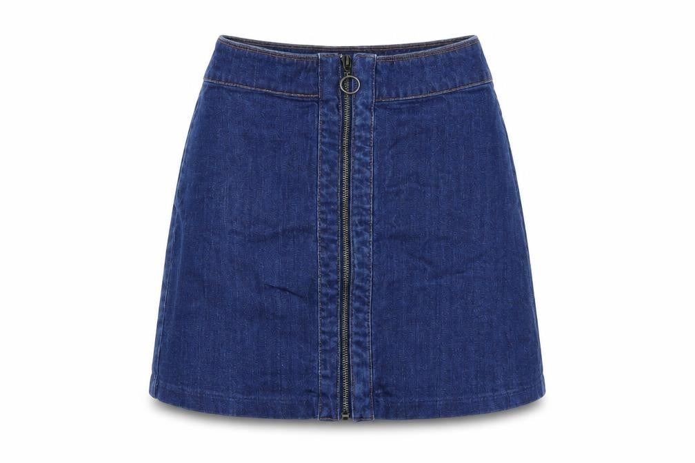 H&M Womens Blue Cotton A-Line Skirt Size 6 Zip