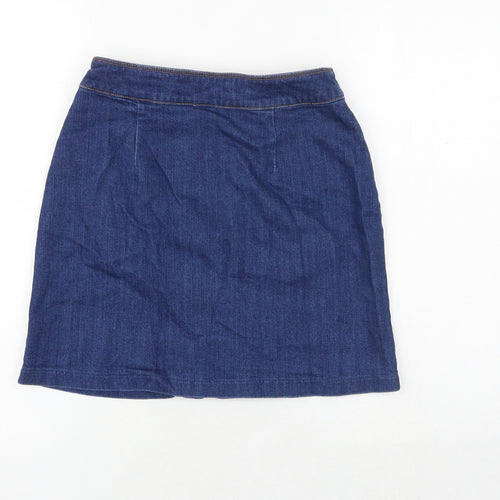 H&M Womens Blue Cotton A-Line Skirt Size 6 Zip