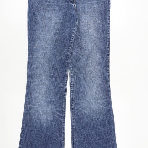 NEXT Womens Blue Cotton Bootcut Jeans Size 12 Regular Zip