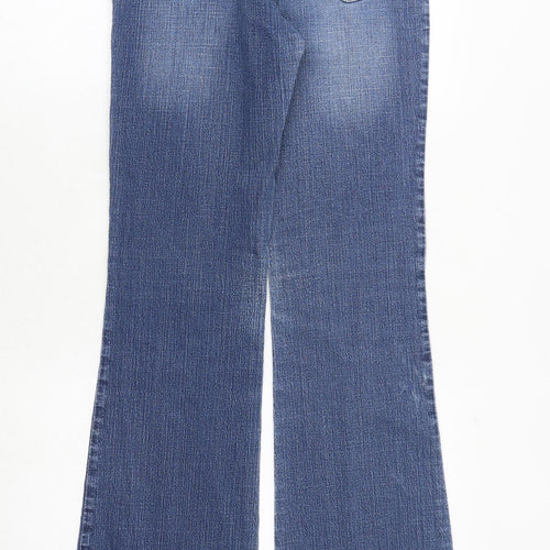 NEXT Womens Blue Cotton Bootcut Jeans Size 12 Regular Zip