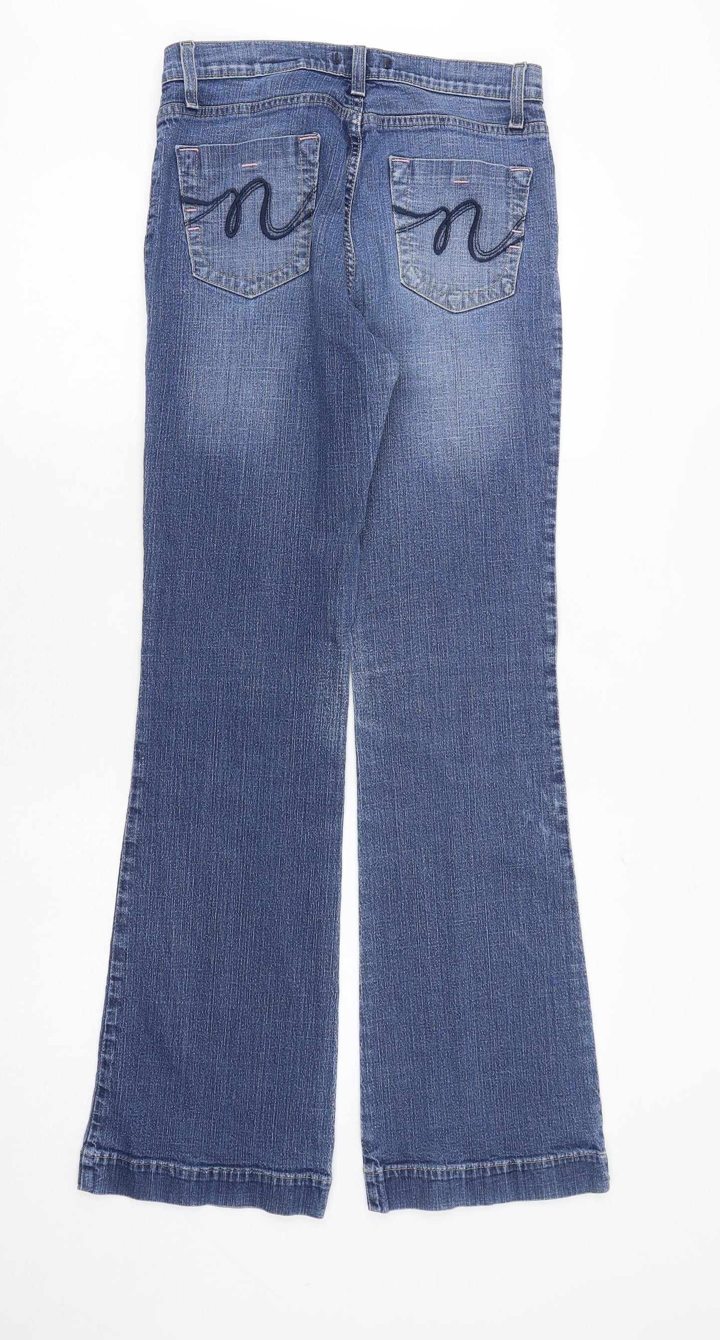 NEXT Womens Blue Cotton Bootcut Jeans Size 12 Regular Zip