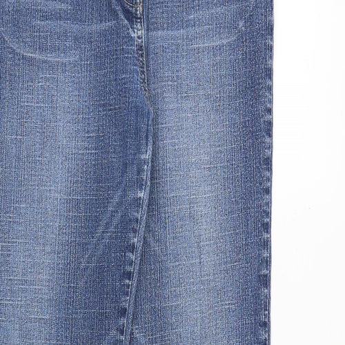 NEXT Womens Blue Cotton Bootcut Jeans Size 12 Regular Zip