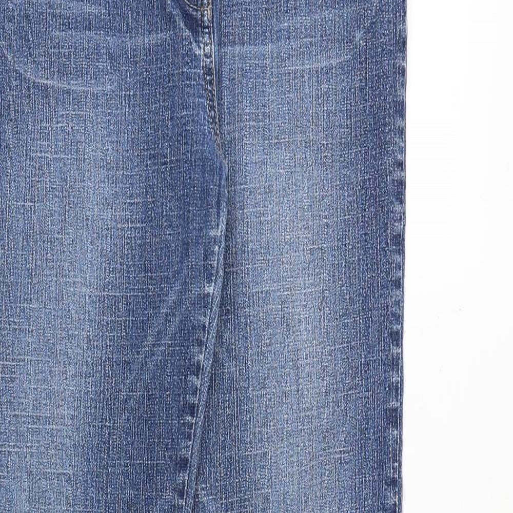 NEXT Womens Blue Cotton Bootcut Jeans Size 12 Regular Zip