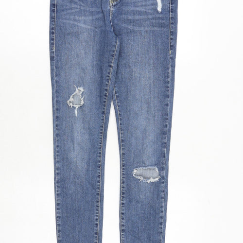 River Island Womens Blue Cotton Skinny Jeans Size 6 Regular Zip