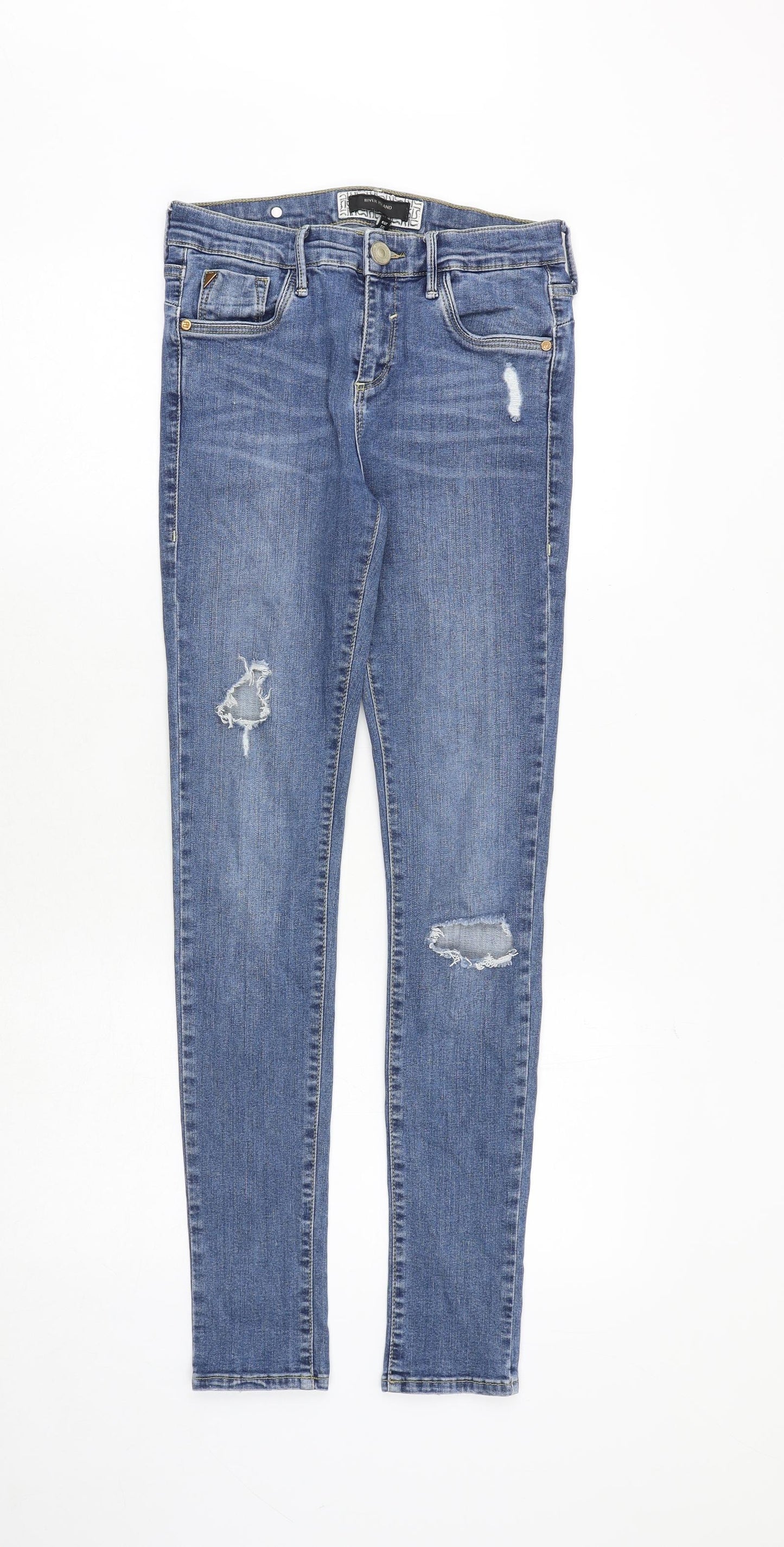 River Island Womens Blue Cotton Skinny Jeans Size 6 Regular Zip