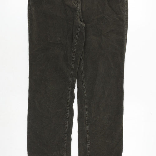 Marks and Spencer Womens Green Cotton Trousers Size 12 Regular Zip