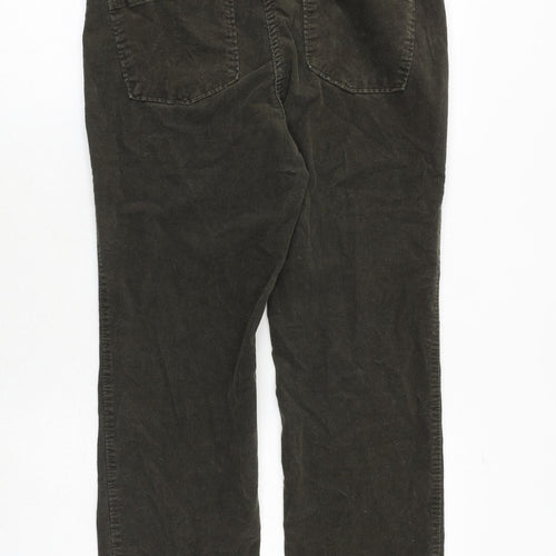 Marks and Spencer Womens Green Cotton Trousers Size 12 Regular Zip