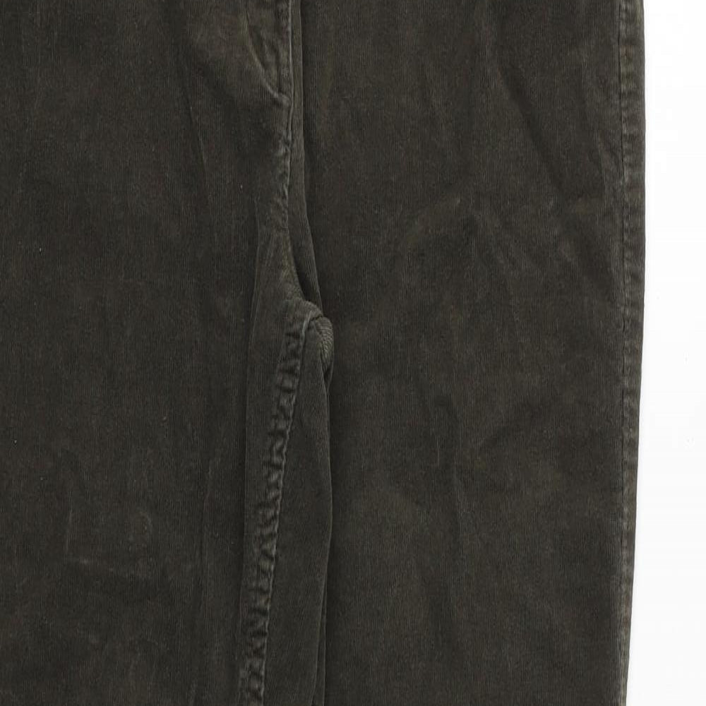 Marks and Spencer Womens Green Cotton Trousers Size 12 Regular Zip