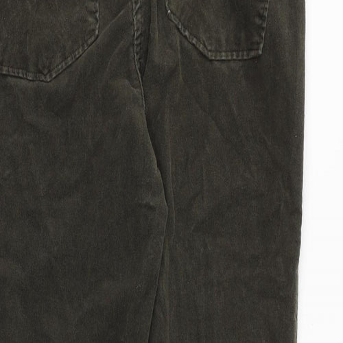 Marks and Spencer Womens Green Cotton Trousers Size 12 Regular Zip
