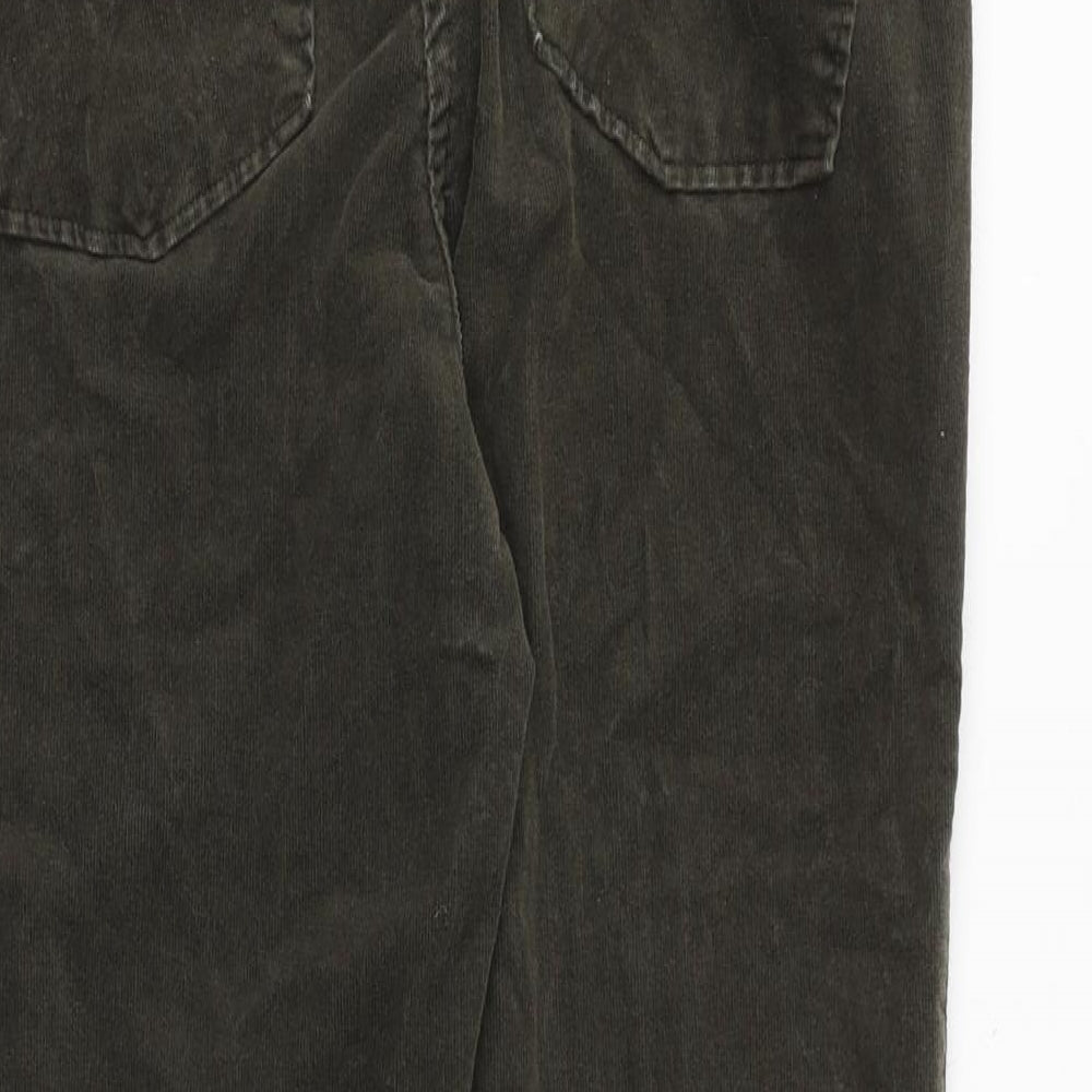 Marks and Spencer Womens Green Cotton Trousers Size 12 Regular Zip