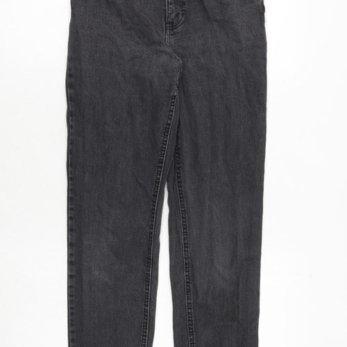 New Look Womens Grey Cotton Straight Jeans Size 6 Regular Zip