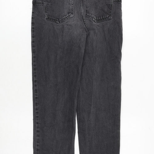 New Look Womens Grey Cotton Straight Jeans Size 6 Regular Zip