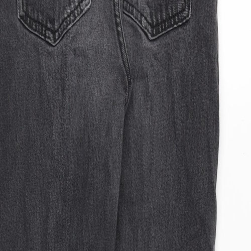 New Look Womens Grey Cotton Straight Jeans Size 6 Regular Zip