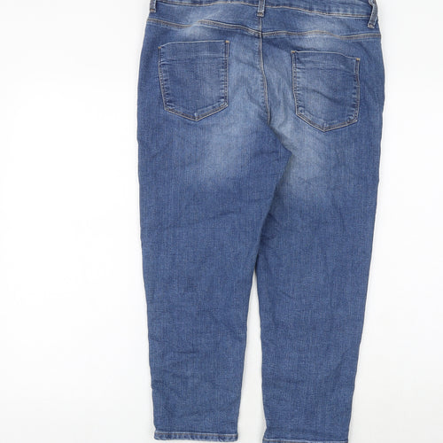 Marks and Spencer Womens Blue Cotton Cropped Jeans Size 14 Regular Zip