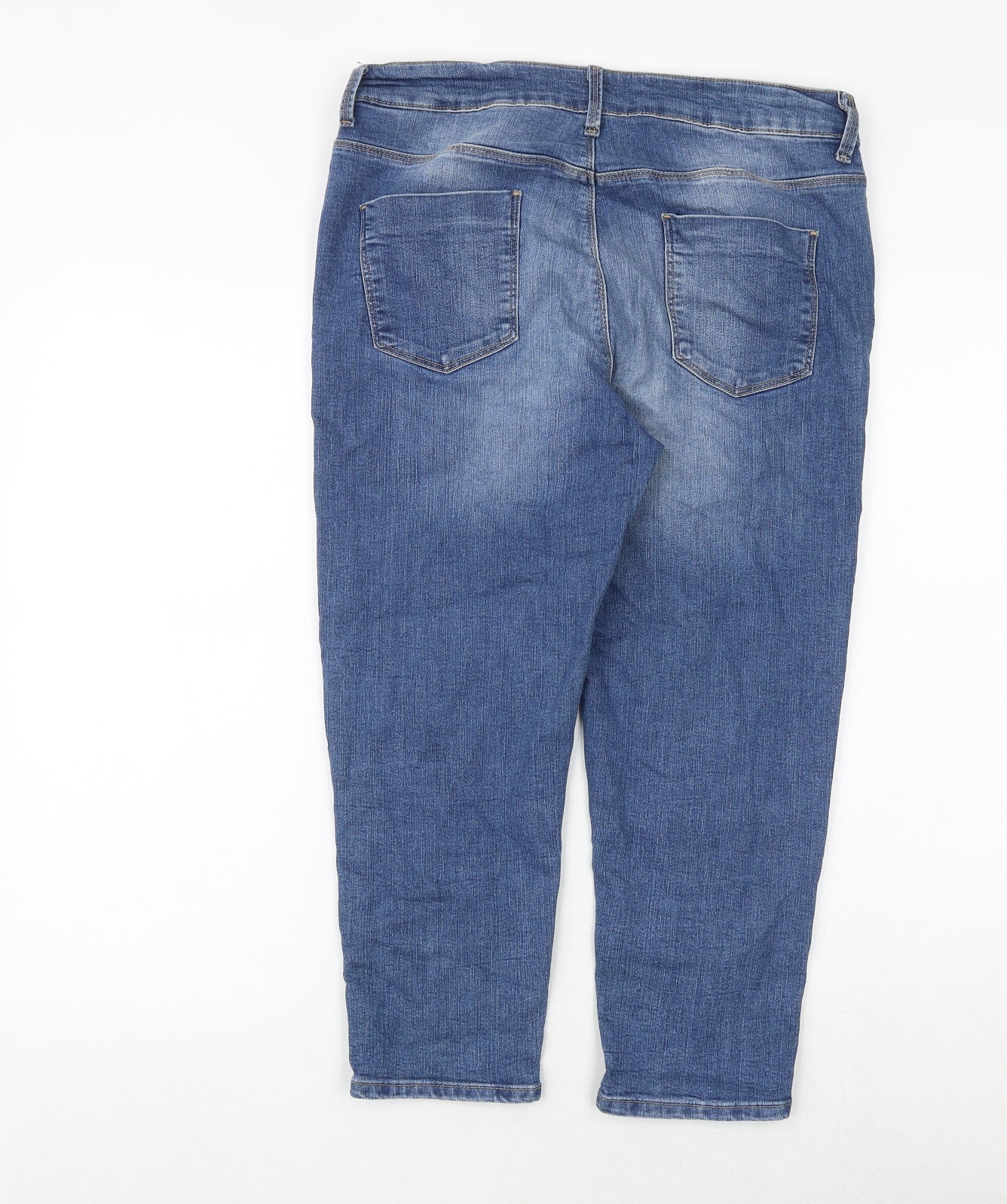 Marks and Spencer Womens Blue Cotton Cropped Jeans Size 14 Regular Zip