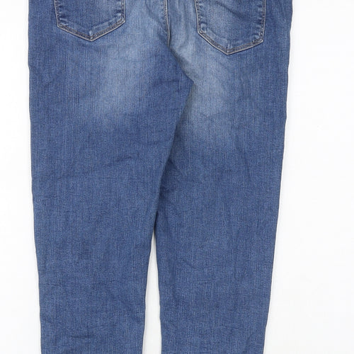Marks and Spencer Womens Blue Cotton Cropped Jeans Size 14 Regular Zip