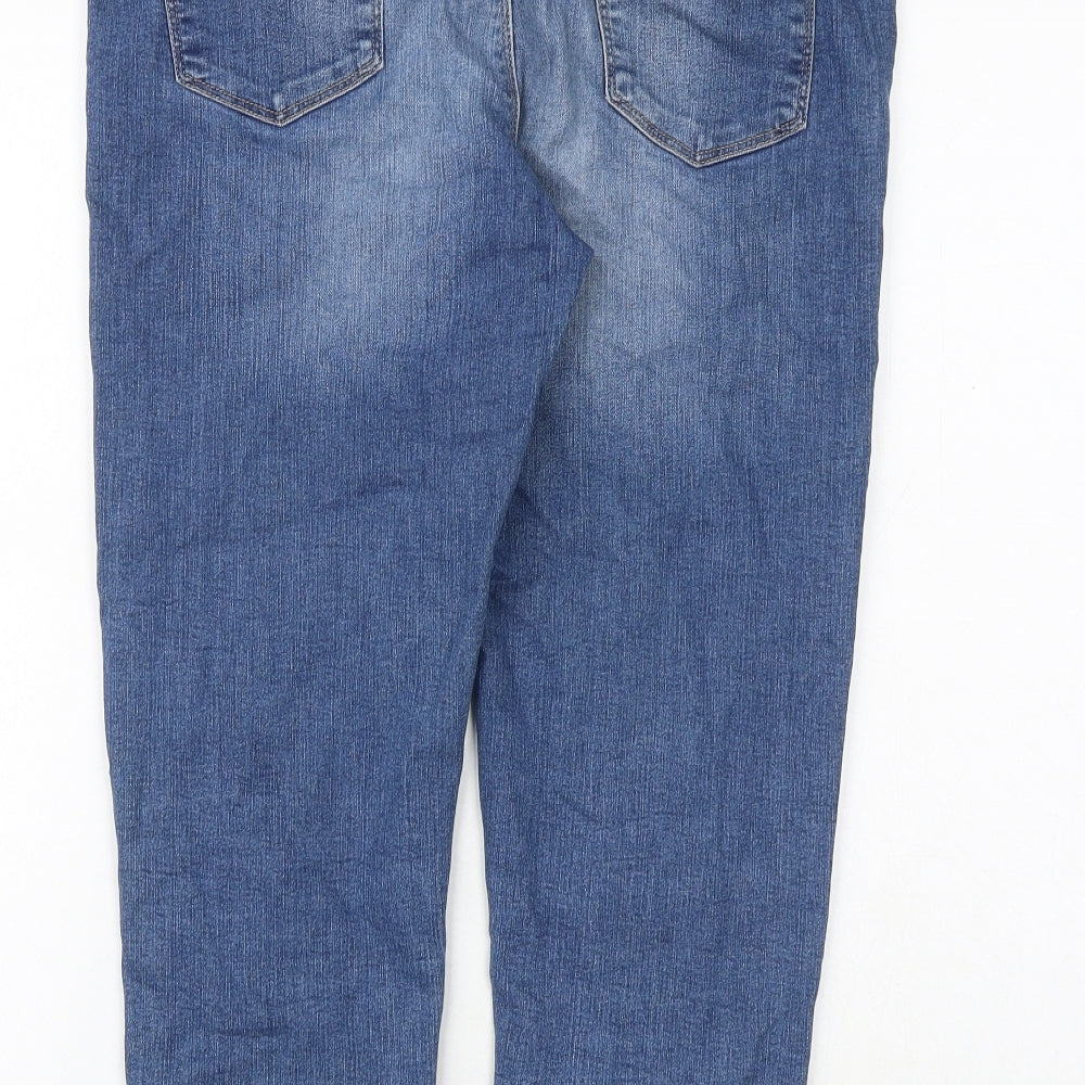 Marks and Spencer Womens Blue Cotton Cropped Jeans Size 14 Regular Zip