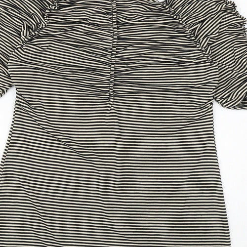 Studio M Womens Black Striped Viscose Basic Blouse Size M Square Neck