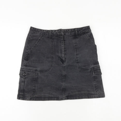 Motion Picture Womens Black Polyester Cargo Skirt Size 12 Zip