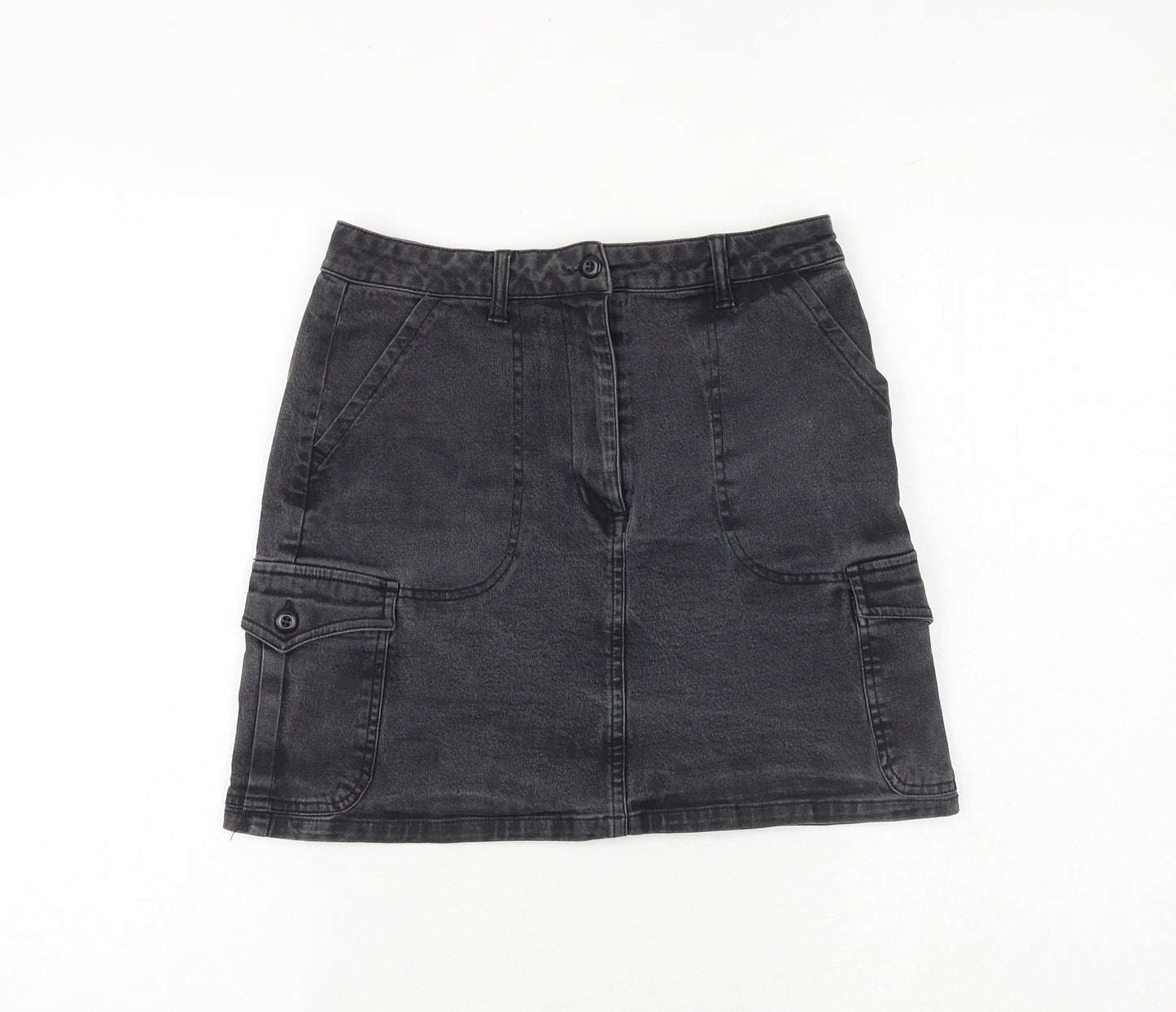 Motion Picture Womens Black Polyester Cargo Skirt Size 12 Zip