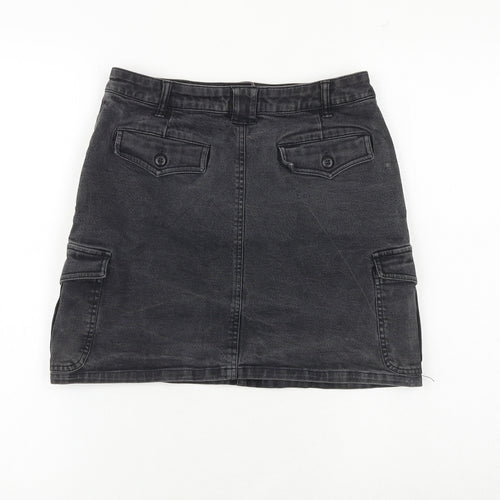 Motion Picture Womens Black Polyester Cargo Skirt Size 12 Zip