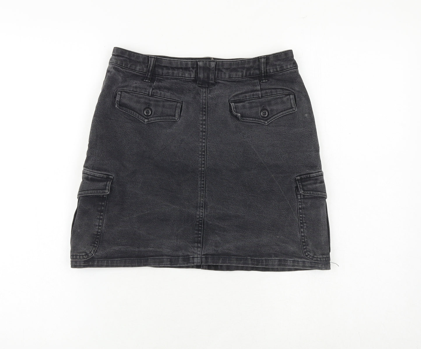 Motion Picture Womens Black Polyester Cargo Skirt Size 12 Zip