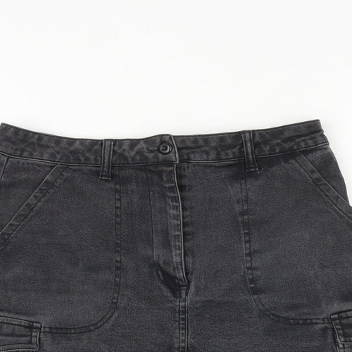 Motion Picture Womens Black Polyester Cargo Skirt Size 12 Zip