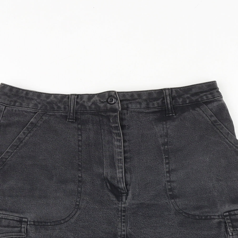 Motion Picture Womens Black Polyester Cargo Skirt Size 12 Zip