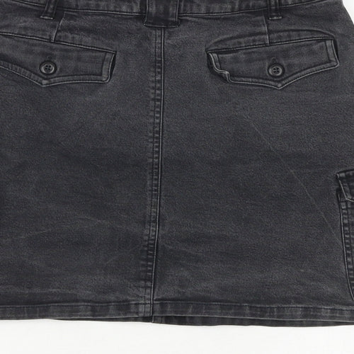 Motion Picture Womens Black Polyester Cargo Skirt Size 12 Zip