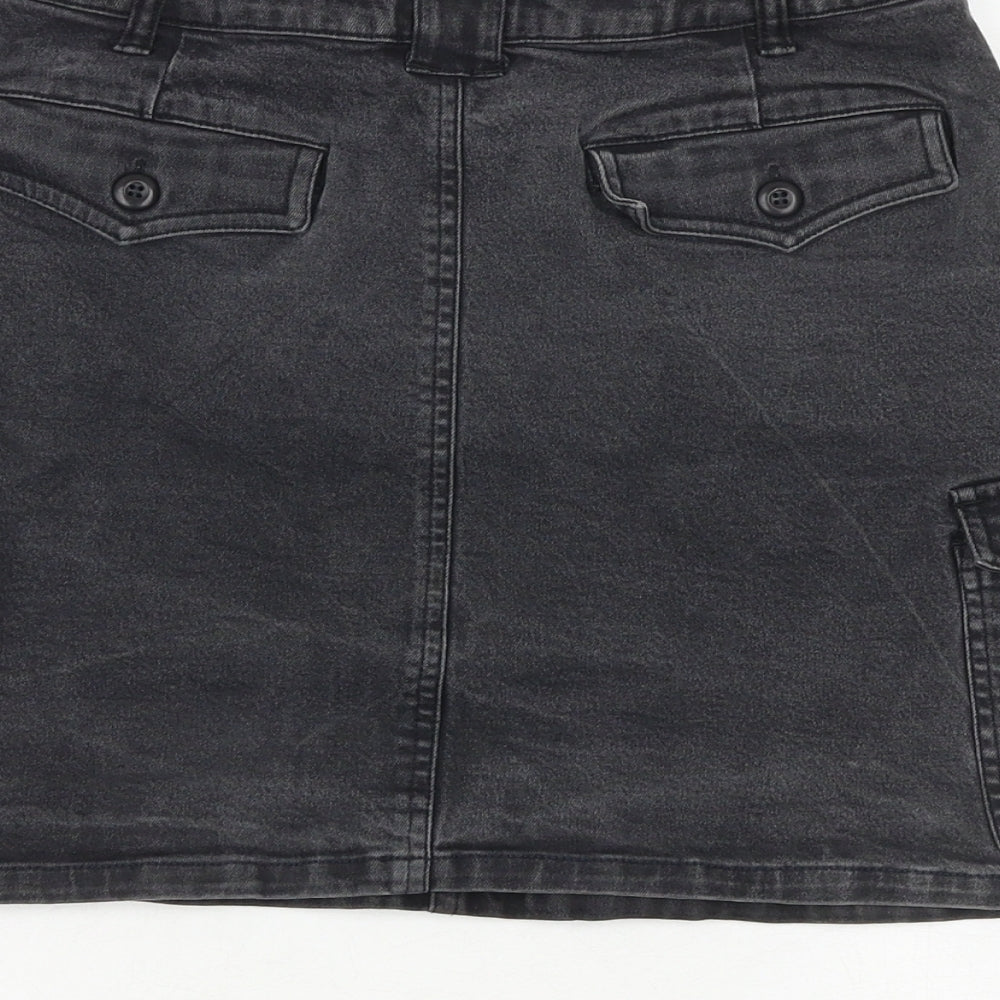 Motion Picture Womens Black Polyester Cargo Skirt Size 12 Zip