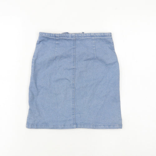 Mystery Jane Womens Blue Polyester A-Line Skirt Size S Zip