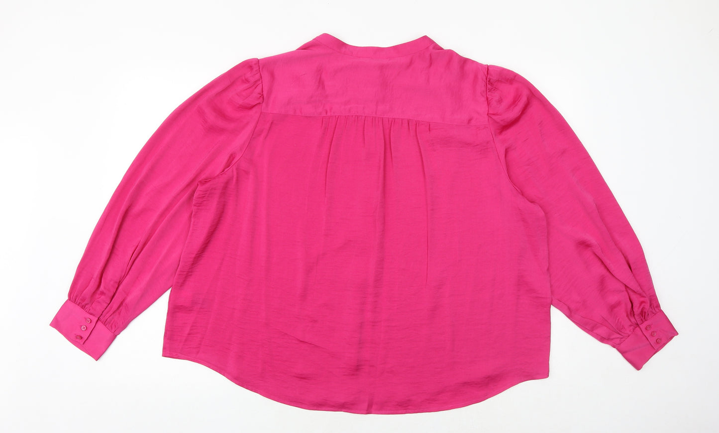 Marks and Spencer Womens Pink Polyester Basic Button-Up Size 20 V-Neck