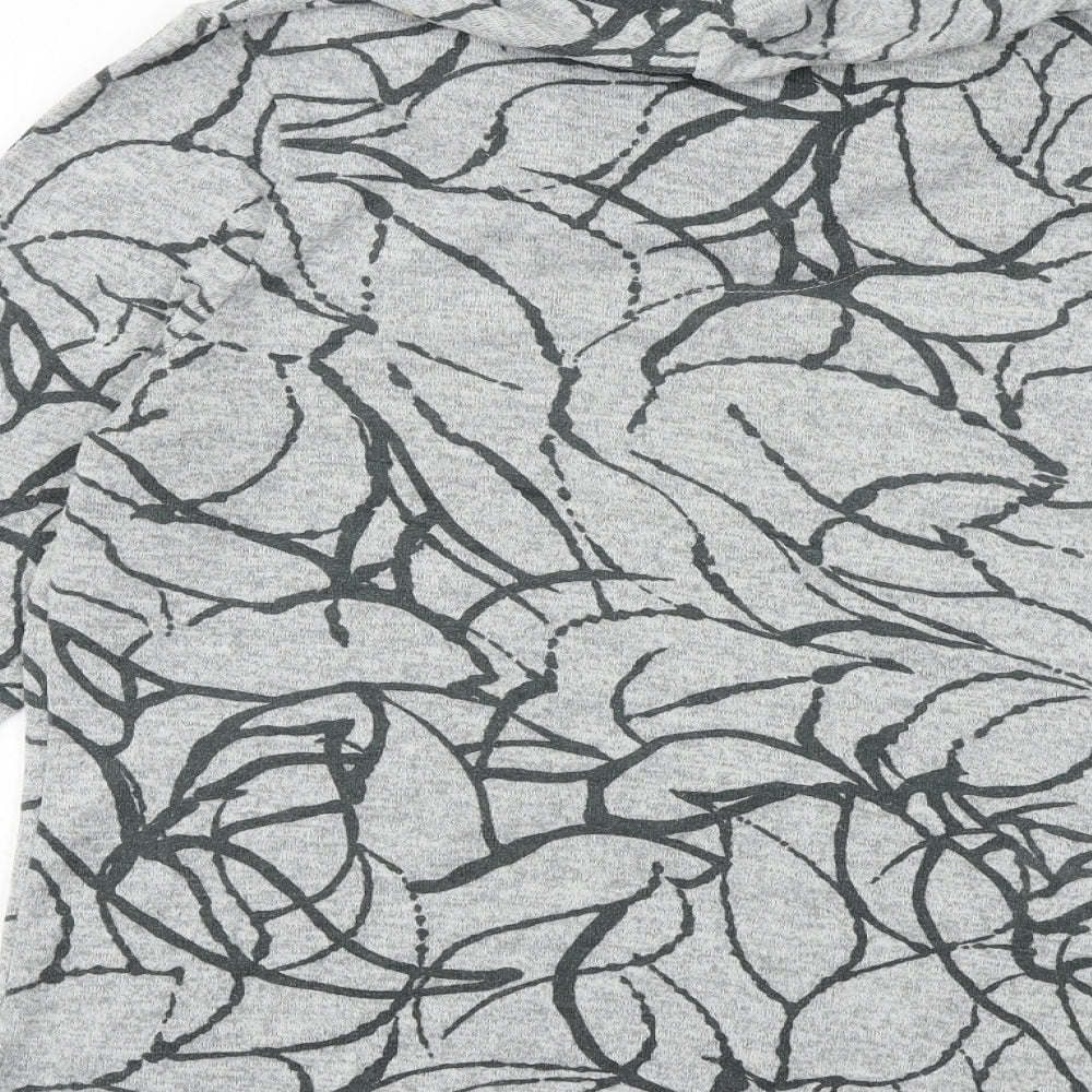 TIGI Womens Grey Geometric Polyester Basic Blouse Size 14 Roll Neck