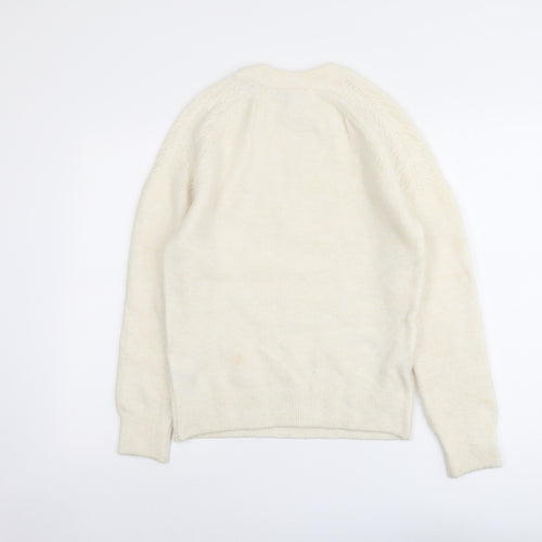 Marks and Spencer Womens Ivory Round Neck Acrylic Pullover Jumper Size XS
