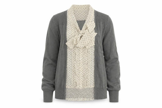 Front view of Next women’s grey square neck cotton jumper, size UK 10, - shirt insert