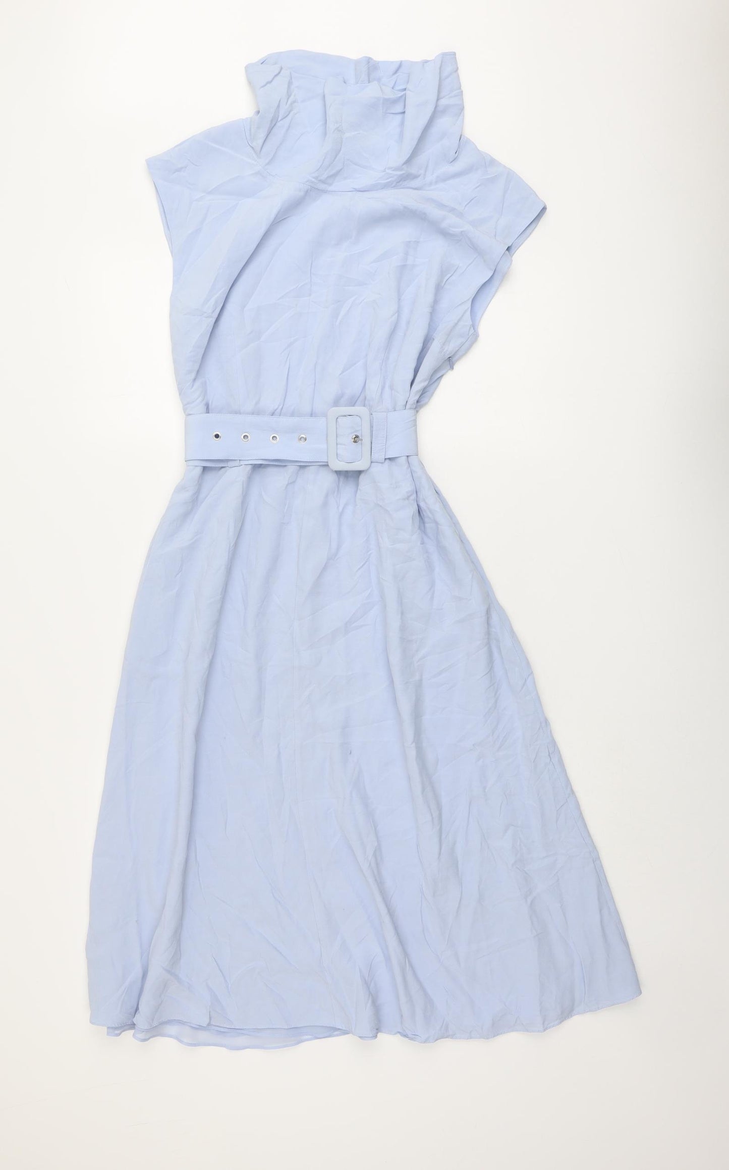 Modern Rarity Womens Blue Polyester Shift Size 10 High Neck Zip