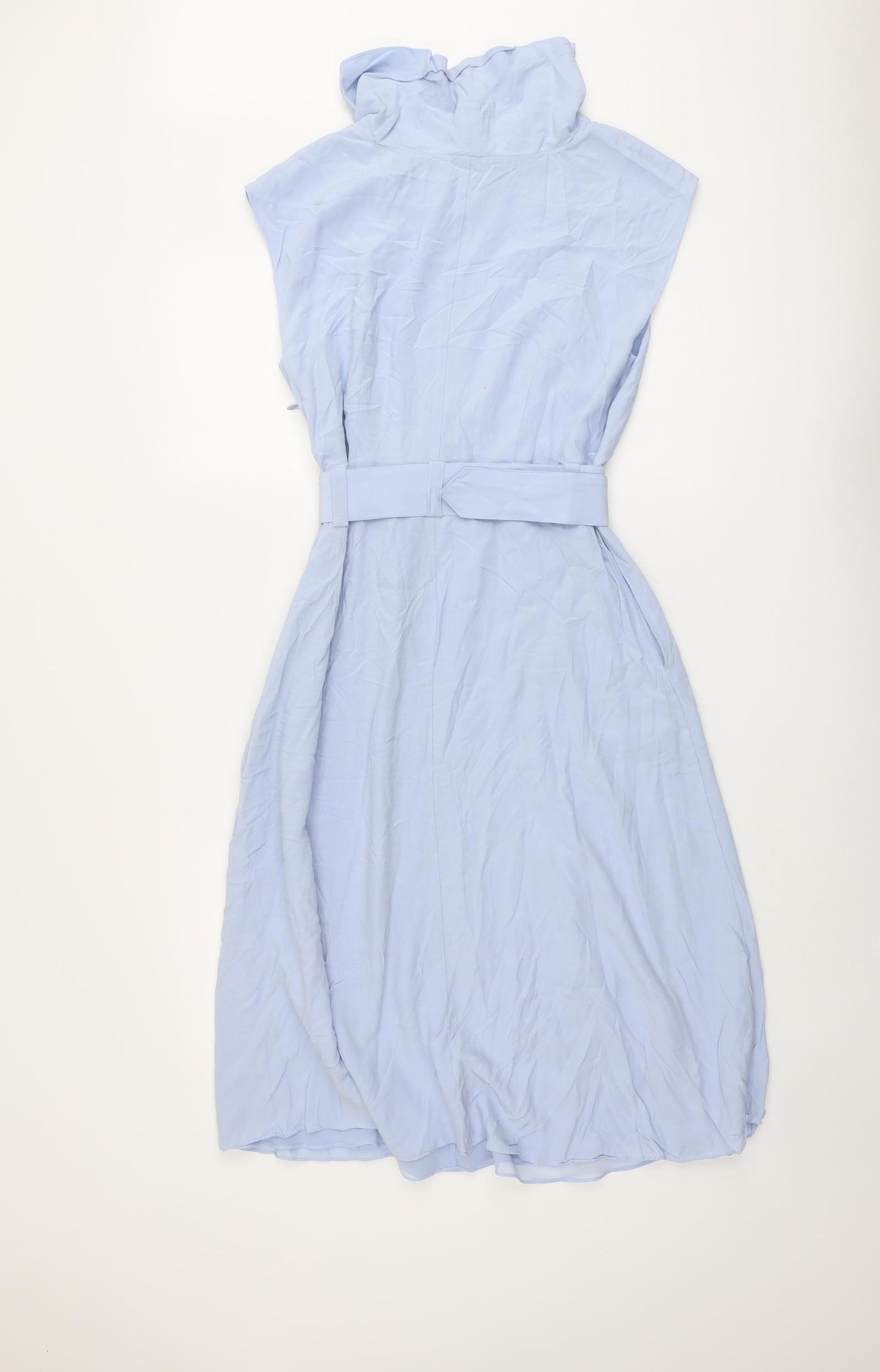 Modern Rarity Womens Blue Polyester Shift Size 10 High Neck Zip