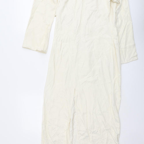 Zara Womens Beige Viscose A-Line Size XS Cowl Neck Zip